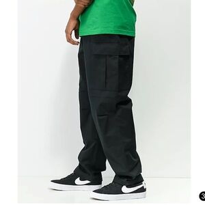 Empyre Black Corduroy Cargo Skate Straight Leg Pants